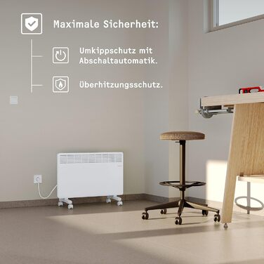 Електрообігрівач STIEBEL ELTRON 2 кВт, конвектор на колесах, для 25 м², енергоощадний, TÜV сертифікат