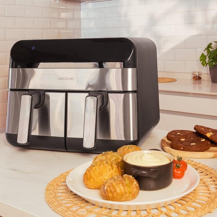 Аерофритюрниця Cecotec CecoFry Advance Double 9 л, 2850 Вт, цифрова, без олії, з двома кошиками та технологією PerfectCook