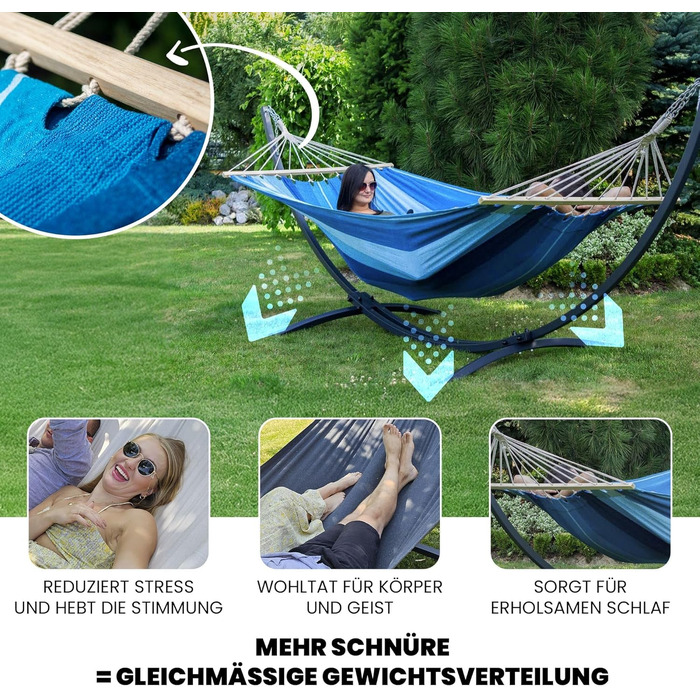 Гамак Potenza Outdoor для 2 осіб з підставкою XXL 220x160 см, до 200 кг, стійкий до погодних умов (Червоний, Графітове підставлення)