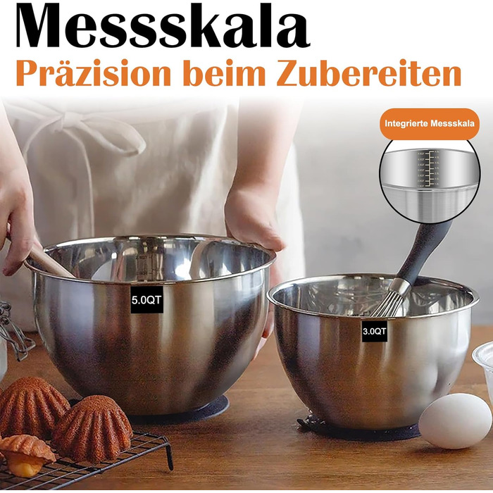 Набір мисок для кухні 5 шт. з нержавіючої сталі з кришками, 4.7л/2.8л/1.9л/1.4л/0.6л. Ідеально для приготування, випічки та зберігання. Складаються одна в одну, можна мити в посудомийній машині. В комплекті тертка.