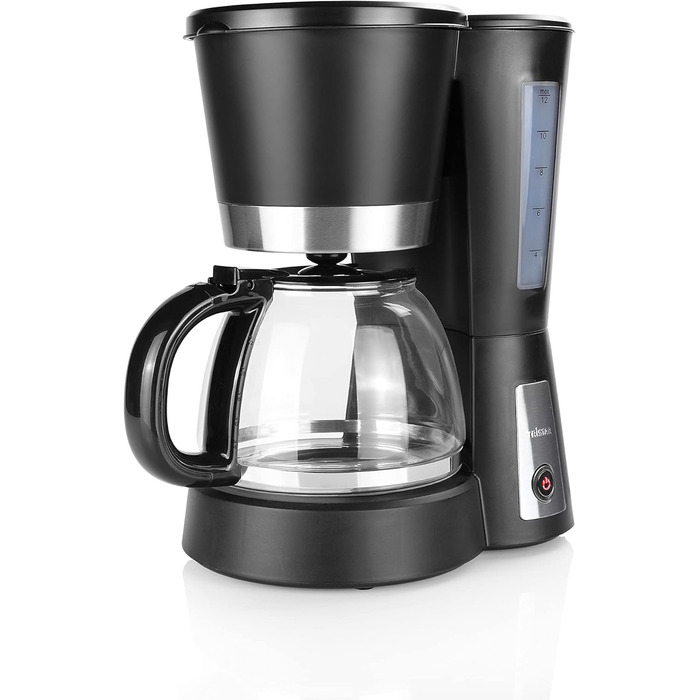 Кавоварка Tristar CM-1236, 1,2 л, з функцією підігріву, чорна, скляний глечик на 12 чашок
