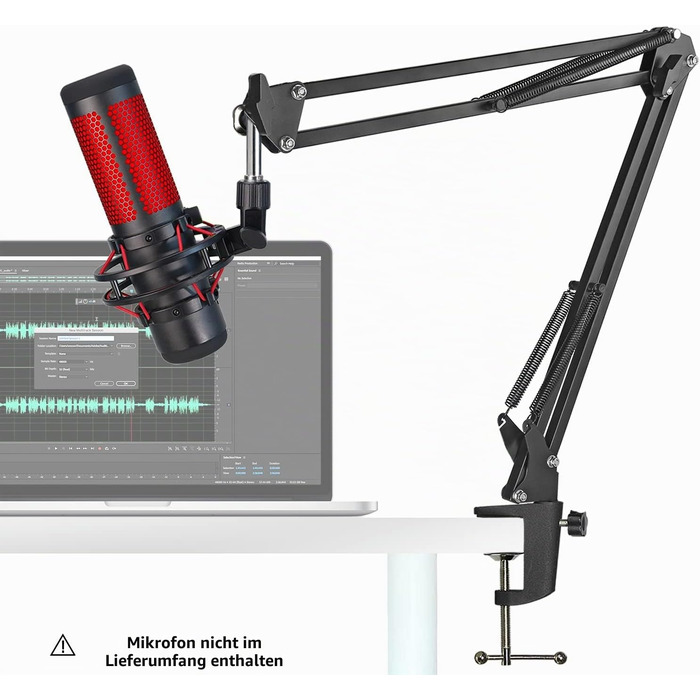 Універсальний пантограф для мікрофона YOUSHARES для HyperX QuadCast S/2S, Blue Yeti, Rode PodMic, Razer Seiren V3 Mini — стрімінговий тримач для геймінгу та подкастингу, чорний