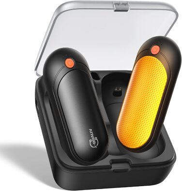 Електричні грілки для рук J-BRAUV 2 шт. з акумулятором 4000mAh, зарядний бокс 10000mAh, 3 режими нагріву, USB, чорний, кишеньковий