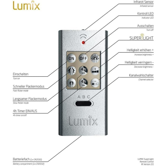 Світлодіодні свічки для ялинки Lumix® SuperLight Flame Metallic Mini Red 9cm, тепле біле світло, набір 12 шт. з пультом керування, 77146
