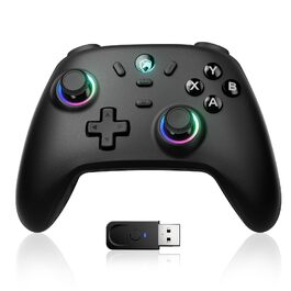 Ігровий бездротовий контролер ECHTPower для PC, Switch, Steam Deck, Android, iOS — RGB-підсвітка, Hall-джойстики, Turbo, вібрація, акумулятор 800mAh, чорний
