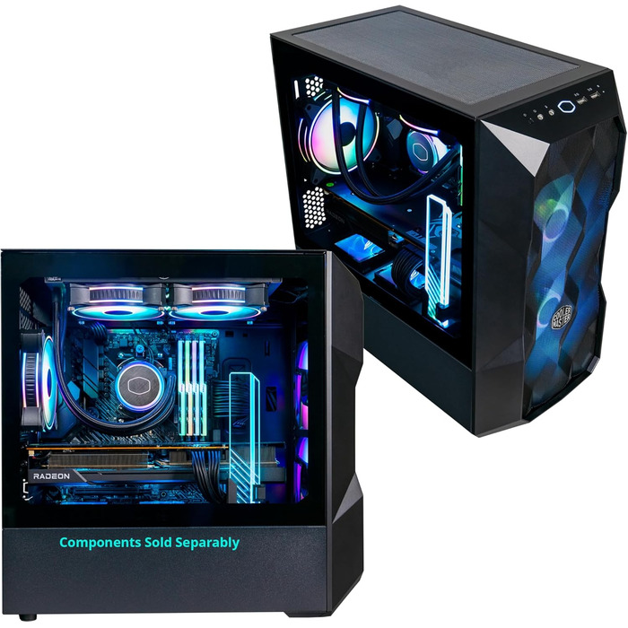 Корпус для ПК Cooler Master TD300 Mesh Mini-Tower для Micro-ATX та Mini-ITX, ігровий корпус з високим повітряним потоком, 2 ARGB вентилятори 120 мм, бічна панель із загартованого скла, знімна кришка, ARGB/PWM-хаб