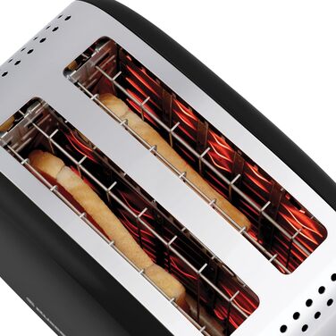 Тостер Russell Hobbs Colours Plus Edelstahl на 2 тости, чорний - з підставкою для булочок, 6 режимів підсмажування, розморожування, функція Lift & Look, 1600 Вт