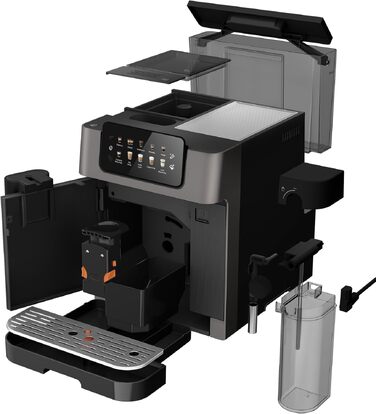 Кавомашина автоматична Grundig KVA 7230, 19 бар, сталева кавомолка (13 ступенів), капучинатор, підігрів чашок, чорний/сріблястий