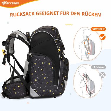 Шкільний рюкзак SKYSPER комплект 5-в-1 для дітей 1 класу, чорний