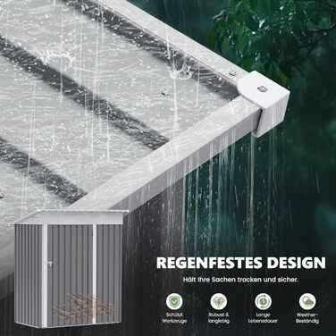 Металевий садовий будиночок UDPATIO 4 м³ (228x121x181 см) - для двору, інструментів, велосипедів. Оцинкована сталь, замок, світло-сірий