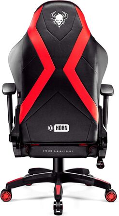 Ігрове крісло Diablo X-Horn 2.0, офісний стілець, 3D підлокітники, ергономічний дизайн, подушка для шиї та попереку, екошкіра, функція гойдання, червоне, розмір L