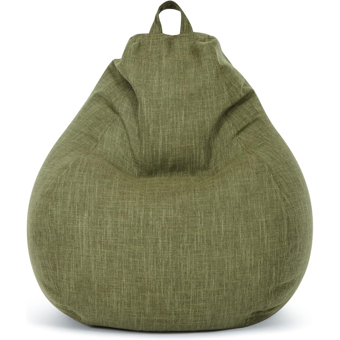 Чохол для крісла-мішка Green Bean XXL 80x90 см, льон, зелений, без наповнювача, м'який, міцний, праний, з додатковим внутрішнім мішком