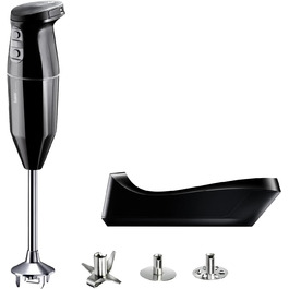 Блендер занурювальний bamix Cordless PLUS, бездротовий, набір з насадками, 250 Вт, 3 швидкості, нержавіюча сталь, чорний, Швейцарія