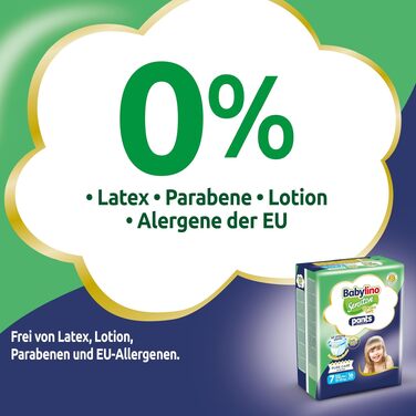 Підгузки-трусики Babylino Sensitive Cotton Soft, розмір 6 XL (13-18 кг), 108 шт. + розмір 7 (16 шт.), гіпоалергенні