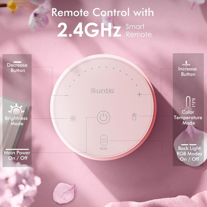 RGB-лампа для монітора Quntis 51 см з підсвічуванням, пультом керування, 15 режимів, для геймінгу, USB, для ПК, офісу