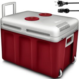 Автомобільний холодильник Tillvex 40л електричний з колесами (230V/12V) - охолодження та підігрів, ECO-режим, червоний