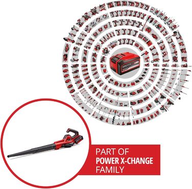 Einhell GE-UB 18/250 Li E-Solo: Акумуляторний повітродув Power X-Change (18 В, 250 км/год, 3 насадки, регулювання швидкості, без акумулятора + акумулятор 4.0Ah та зарядний пристрій)