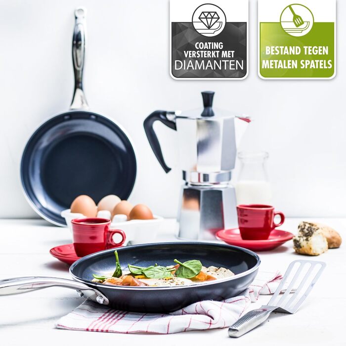 Набір сковорідок GreenPan Brussels, 2 шт. (24 см & 28 см), антипригарне покриття, нержавіюча сталь, індукція, сумісність з духовкою, без PFAS