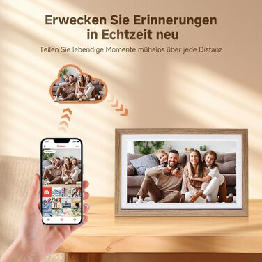 Ролеї Smart Frame WiFi 1010: Цифровий фоторушій з Wi-Fi, 10.1 дюйма, IPS сенсорний екран, 32GB, дерево (дуб)