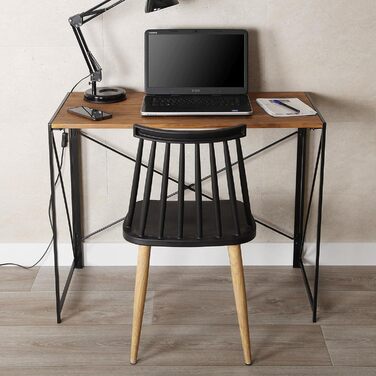 Стіл для комп'ютера Versa Jack, робочий стіл, компактний, складаний, 74x45x90 см, дерево та метал, коричневий/темно-коричневий