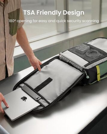 Дорожній рюкзак tomtoc 28L/40L для подорожей та перельотів, TSA-сумісна ручна поклажа (Moosgrün-ripstop)