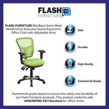 Офісне крісло Flash Furniture, піна, зелений, 68.6x64.8x112.4 см