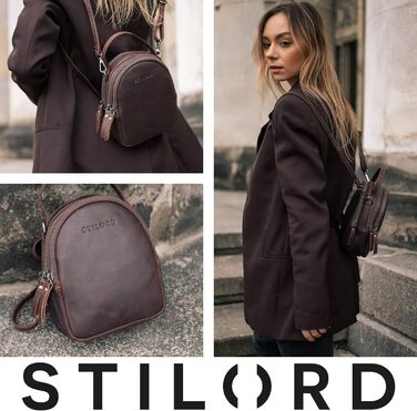 Жіночий рюкзак STILORD Stacy з натуральної шкіри, міні рюкзак-містечко для міста, шопінгу та прогулянок, вінтажний чорний шкіряний рюкзак