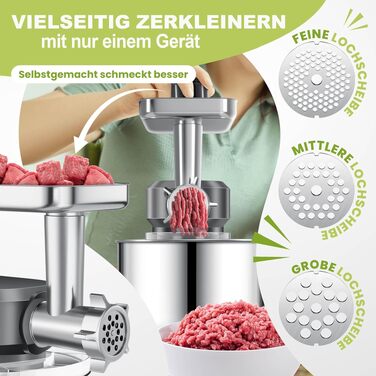 Кухонна машина KESSER 3в1 з м'ясорубкою та блендером, планетарний міксер 1500Вт, чаша 5.5л, 6 швидкостей, антрацит