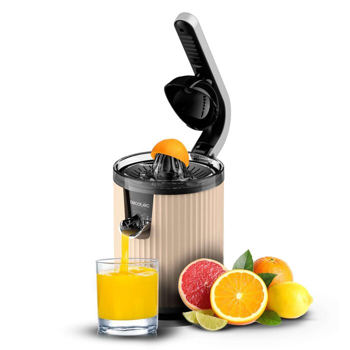 Соковижималка для цитрусових Cecotec Xqueeze RetroJuice 600 Red (600 Вт, бежевий) - Електрична соковижималка для апельсинів та цитрусових з нержавіючої сталі та пластиковим конусом