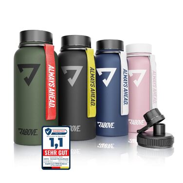 Термозбуля ABOVE з нержавіючої сталі 1л, вакуумний термос для спорту та outdoor, чорна, BPA-free, зберігає тепло до 12г та холод до 24г, герметична