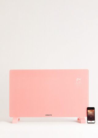 Електричний скляний конвектор з Wi-Fi, LED-екраном, 2000 Вт, пастельно-рожевий, CREATE/WARM CRYSTAL