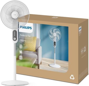 Вентилятор підлоговий Philips Serie 5000, 105 см, пульт, таймер, 3 швидкості, 40 Вт, білий