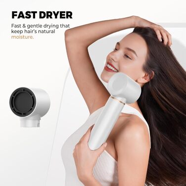 MogaWave Air Styler Pro 6 в 1: Фен-щітка, стайлер для волосся 1000W (білий)