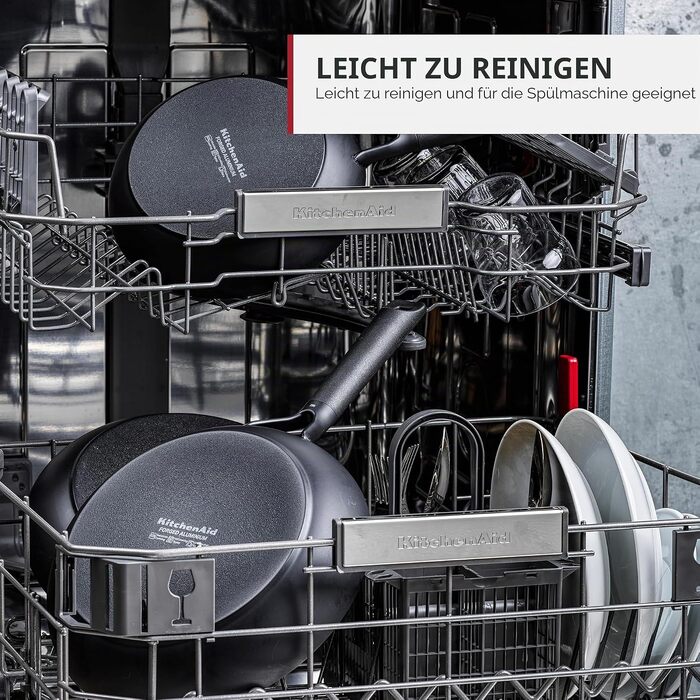 Набір сковорідок KitchenAid Classic для індукційних плит (20, 24, 28 см), твердоанодований алюміній з керамічним антипригарним покриттям без PFAS, чорний