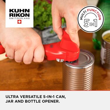 Універсальний відкривач Kuhn Rikon Auto Safety Master: безпечне відкриття банок, пляшок та іншого. Червоний