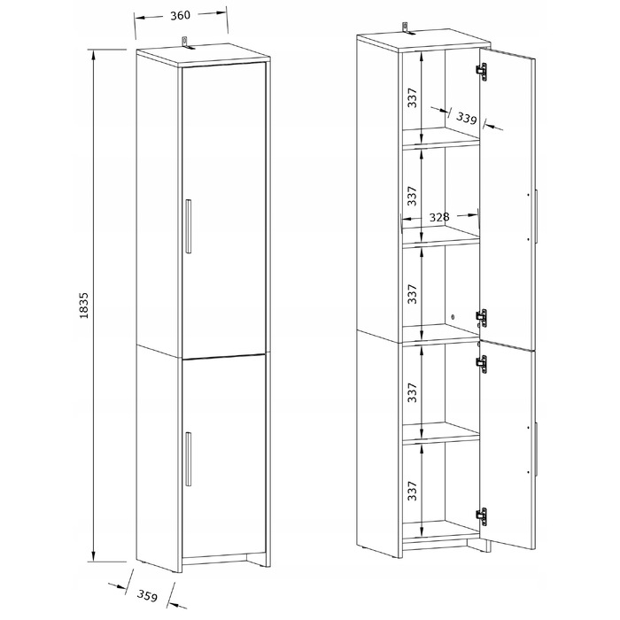 Стелаж Matkam, білий, 36 см x 183,5 см x 35,9 см