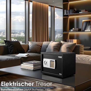 Електронний сейф Ecosa 35x25x25 см з комбінаційним замком та ключем - готельний, меблевий, настінний сейф для дому та дітей. 3x міцна подвійна застібка.