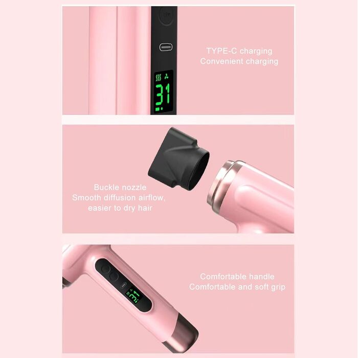 Портативний фен 15000 мАг з холодним та гарячим повітрям, USB-зарядка, для подорожей, бізнесу, кемпінгу, студентського житла, квартири (білий)