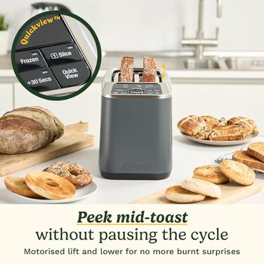 Тостер Cuisinart Smart Elite 2-слотовий сірий (+30 насадок) для хліба ручної роботи, з функцією пам'яті, підйому та розморожування