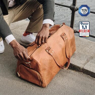 Шкіряна дорожня сумка Berliner Bags Oslo 50 л, водонепроникна, з відділенням для взуття, для чоловіків і жінок