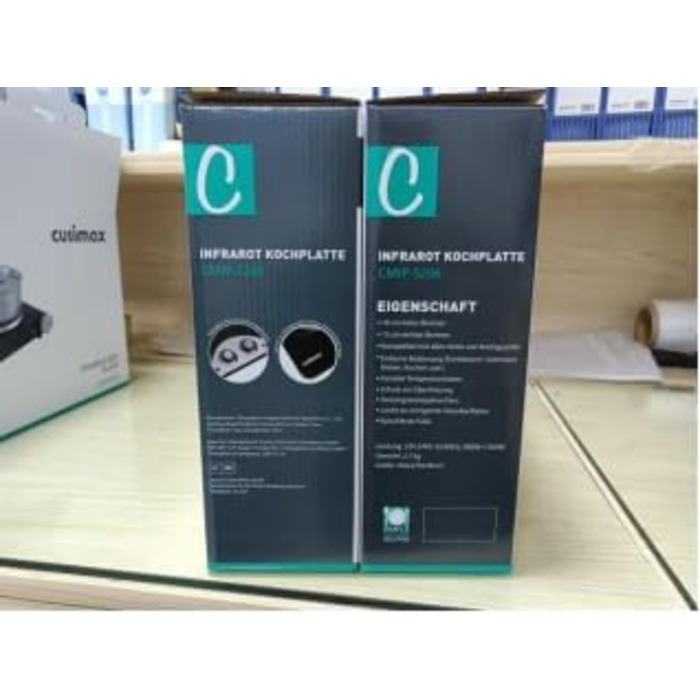 Двоконфорочна електрична плита CUSIMAX 2100Вт з інфрачервоним нагрівом, переносна настільна плита з 2 конфорками з нержавіючої сталі, регульована температура, склокерамічна, чорна, для кемпінгу