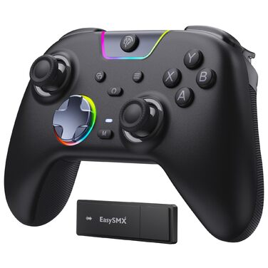 Бездротовий ігровий контролер EasySMX X05PRO для PC, Nintendo Switch, Android, iOS — Hall Joysticks, тихі кнопки, 2-рівневі тригери, 1000mAh, чорний