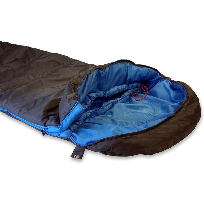 Спальний мішок High Peak TR 300, екстра широкий, 3-4 сезони, температура до 0°C, теплий, дихаючий, водостійкий, для кемпінгу, фестивалів, трекінгу, антрацит/синій, з мішком для пакування, з'єднуваний, RV L