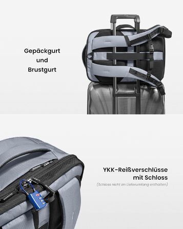 Дорожній рюкзак tomtoc 28L/40L для подорожей та перельотів, TSA-сумісна ручна поклажа, сірий Ripstop