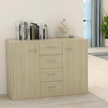 Комод vidaXL з 4 шухлядами та 2 дверцятами, дуб Сонома, 88x30x65 см, багатофункціональна шафа для вітальні, ДСП
