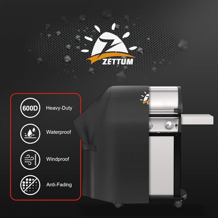 Чохол для гриля Zettum 132 см, водонепроникний, для Weber Spirit 300 серії, важка тканина, PU, підходить для Weber Spirit E310, E315, E330 та Spirit II E310 (132x66x109 см)