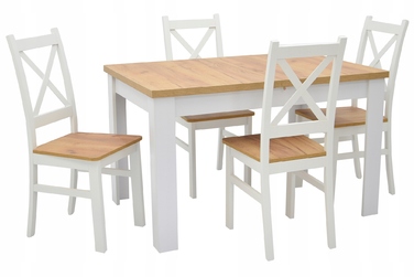 Комплект: розкладний стіл 80x140/180 та 4 стільці Krzyżak, колір дуб крафт