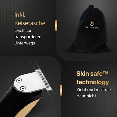 Wellshave 5 в 1 Тример для бороди та тіла чоловічий, багатофункціональний, з регулюванням довжини