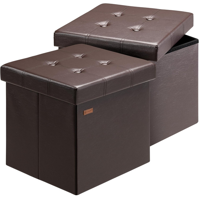 Пуф Casaria® з місцем для зберігання, білий, складний, з м'яким сидінням, 38x38 см. Підходить для спальні, вітальні, передпокою.