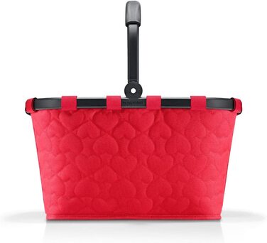 Кошик для покупок reisenthel carrybag Frame Hearts Red – міцний, місткий, з водовідштовхувальним покриттям, зручна ручка, внутрішня кишеня, червоний з принтом сердець